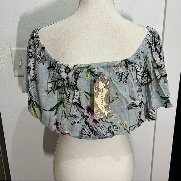 Band of Gypsies Arica Off The Shoulder Floral Cropped Top Small - Picture 4 of 14